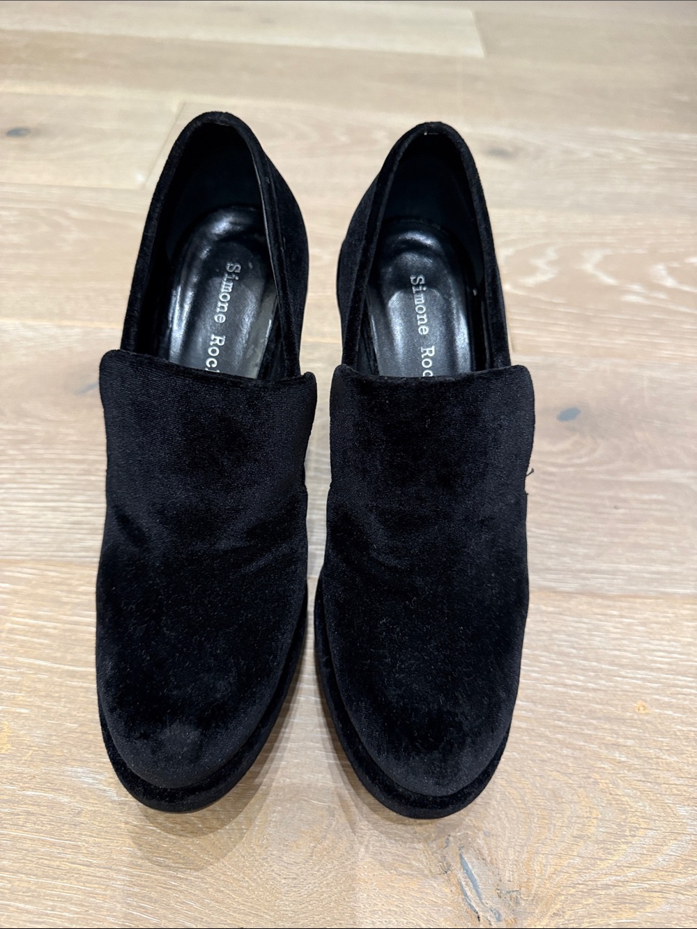 Simone Rocha Black Velvet Shoes with Block Heel.